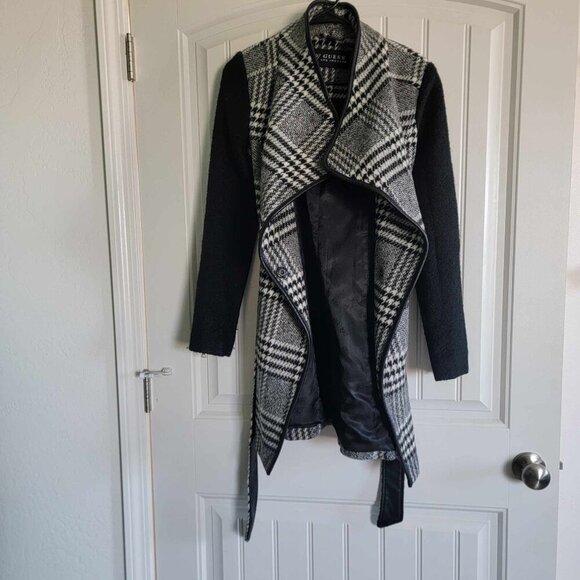 NWOT Women's Guess Wool Plaid Houndstooth Coat Size Small - Picture 4 of 14